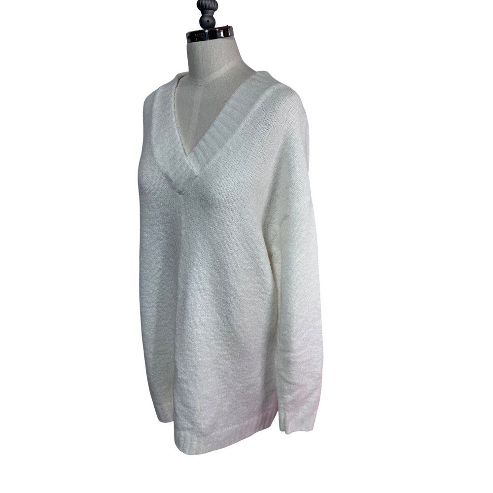 The Nines Medium White Sweater Tunic Women's V-Neck Long Sleeve Knit Boho Cozy - Picture 5 of 7
